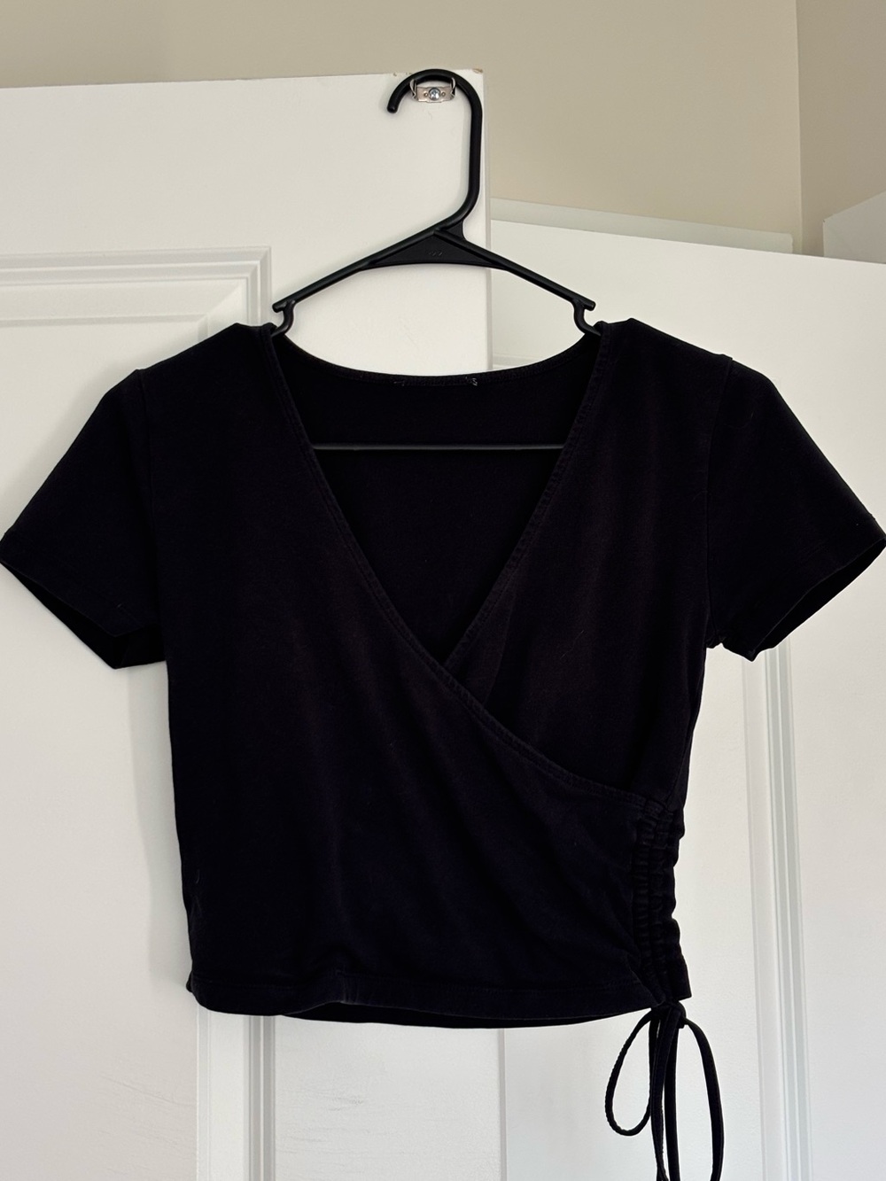 Hollister Black Wrap Crop Top with Side Tie